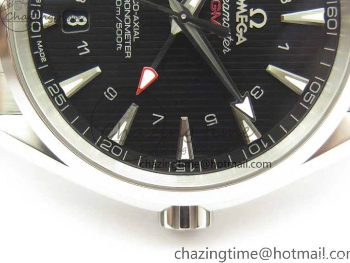 0310 Stylish Aqua Terra 150M GMT SS VSF 1:1 Best Edition Black Textured Dial on SS Bracelet A8605 Super Clone 8055